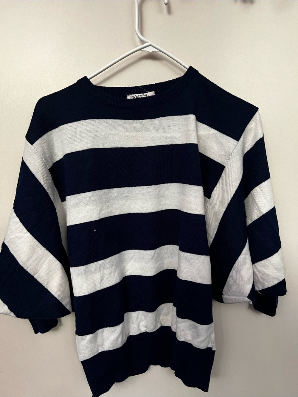 Womens vintage Gemini collection Navy & White Striped Knit Top
